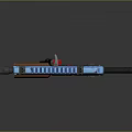 Blue Brown And Black Modern Submachine Gun Design With Rail Grip Barrel And Stock