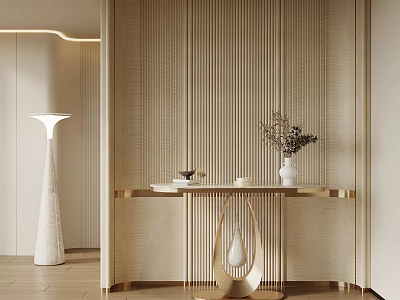 Modern Entryway Interior Design With Decorative Wall Console Table And Floor Lamp 3d model