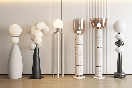 Cream wind floor lamp 3d model