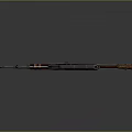 Assault Rifle With Wooden Stock Black Barrel And Magazine In Gray Background