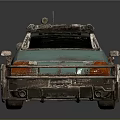 Futuristic Modified Blue And White Police Car With Armored Details And Roof Equipment