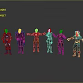 Game And Movie Characters Action Figure Collection Standing In Dynamic Poses With Colorful Costumes