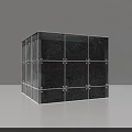 Modern Gray Cube Structure With Metal Framing And Rivet Details 3d model