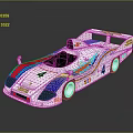 White Racing Car Model With Blue Red Stripes Number 4 And Shell Logo
