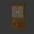 Classic Wooden Wardrobe with Glass Doors Drawer and Lower Cabinet Storage Design