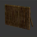 Brown Wooden Fence With Closely Spaced Vertical Spiked Slats And Support Legs