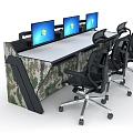 Camouflage console display arm ergonomic chair console three-seat console 3d model