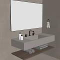 Modern Bathroom Vanity With Stone Countertop Sink Mirror And Hanging Towels