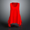 Red Sleeveless Loose Fit Top With Irregular Hem And Casual Design