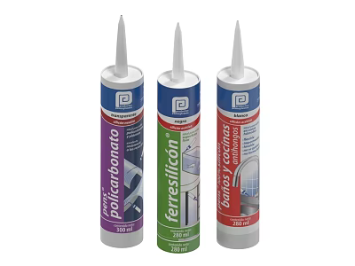 Industrial Equipment Three Types of Sealant Tubes Palapidon Ferrasil Tapon Vinyl 3d model