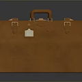 Durable Brown Leather Suitcase With Handle Metal Buckles And Hanging Tag