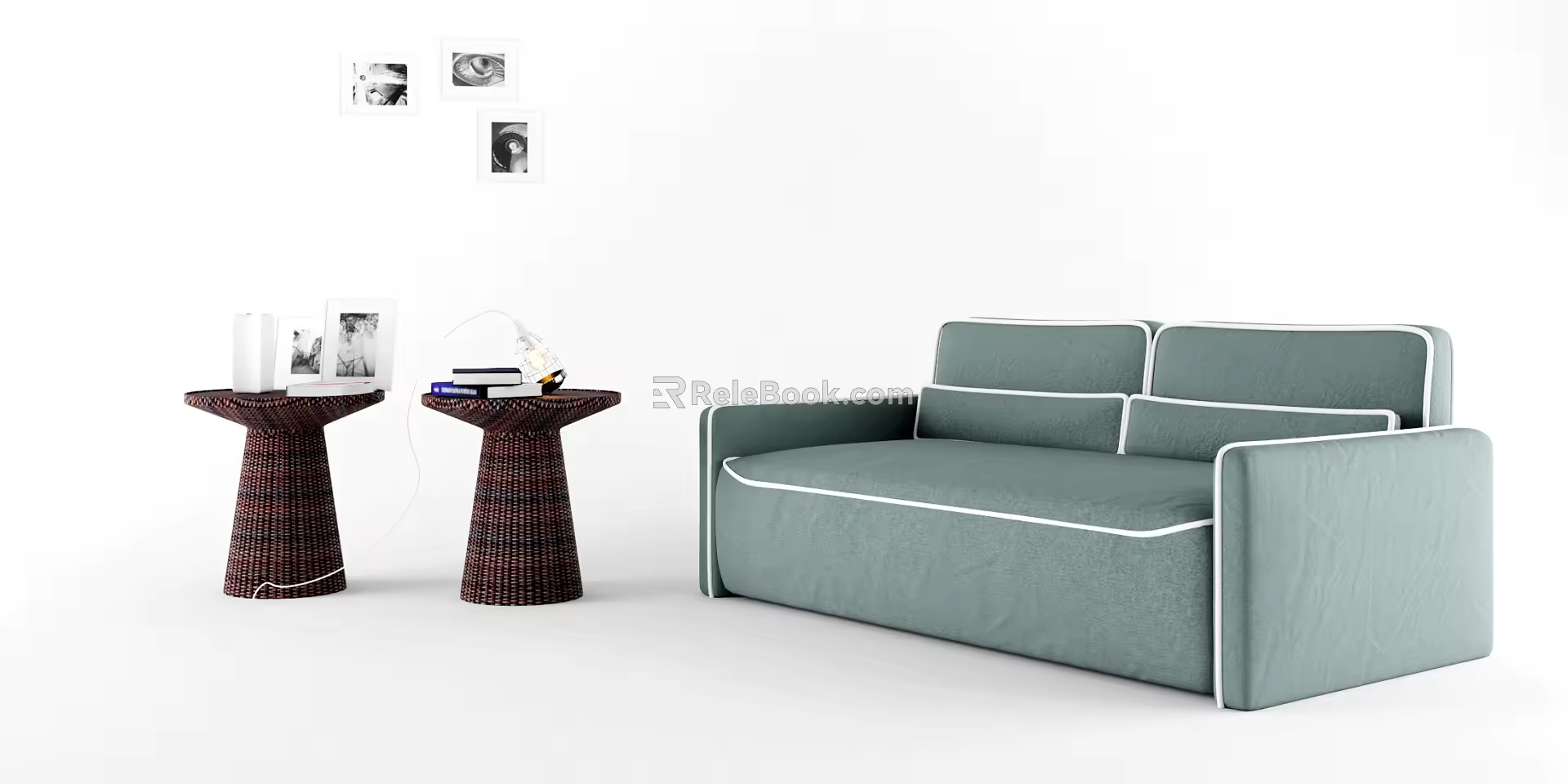 Nordic Double Sofa Multiplayer Sofa Combination 3d model