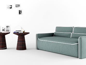 Nordic Double Sofa Multiplayer Sofa Combination 3d model