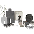 Modern Minimalist Decorative Ornament Set With Ceramic Vases Books And Tea Cup