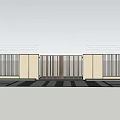 Modern Entrance Gate Design With Symmetrical Walls and Grille Structure