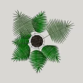 Bonsai Potted Plant with Green Palm like Leaves in White Minimalist Pot for Indoor Decoration