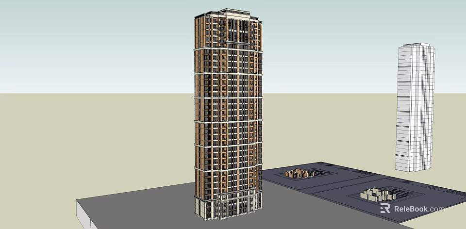 Modern High Rise Residential Building Exterior Design With Multiple Floors And Surrounding Area 3d model 