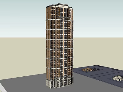 Modern High Rise Residential Building Exterior Design With Multiple Floors And Surrounding Area 3d model