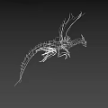 Fantasy Game Movie Character White Line Art Abstract Design Dynamic Pose Black Background