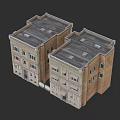 Urban Building Complex With Two Side By Side Multi Story Brick Structures And Rooftops 3d model