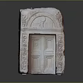 Ancient Stone Carved Doorway With Double Doors Arched Top And Intricate Decorative Patterns