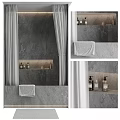 Daily Bathroom Washing Essentials With Stone Countertop Towel And Wash Bottles