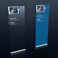 Modern Standing Wayfinding Signs With Stainless Steel And Blue Design