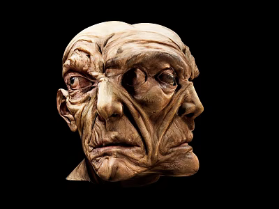 Artistic Two Faced Human Head Sculpture Decorative Ornament Set For Home Decoration 3d model