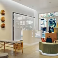 Modern Minimalist Boutique Interior With Green Display Stand Handbags Shoes Round Wall Decor And Staircase