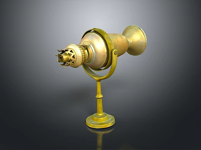 Vintage Golden Metal Equipment With Intricate Top Decorative Stand And Base On Black Surface 3d model