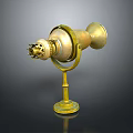 Vintage Golden Metal Equipment With Intricate Top Decorative Stand And Base On Black Surface