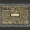 Wooden Storage Box With Gray Border Wood Grain Surface And Wooden Handle