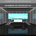 Modern Science Technology Space With Large Digital Screens Control Panel And Futuristic Lighting Design 3d model