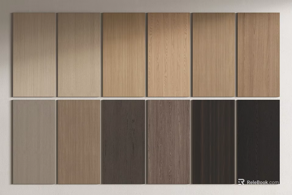 Various Wood Grain Wall Panels in Different Colors Sample Showcase 3d model 