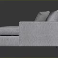 Modern Light Gray Upholstered Chaise Lounge with Red Patterned and Light Gray Pillows 3d model