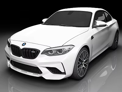 White BMW Sports Coupe With Sleek Body Black Grille And Alloy Wheels 3d model