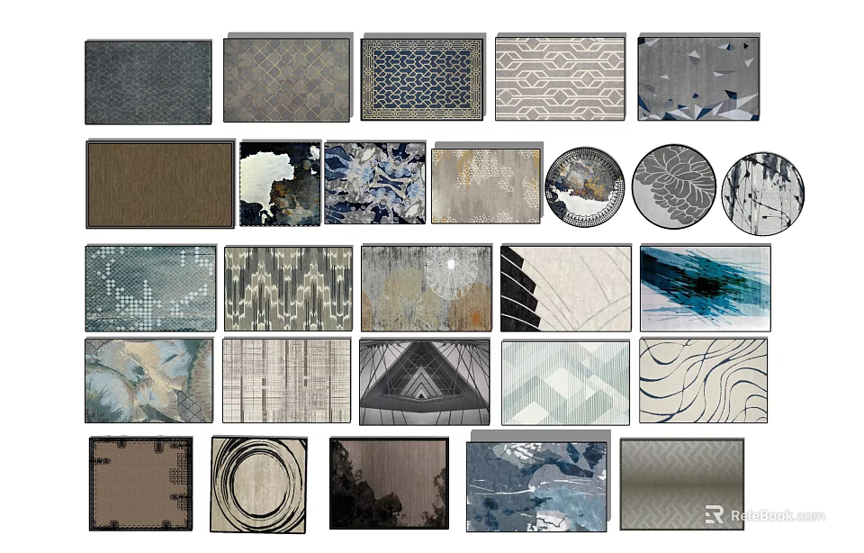 Square Area Rugs With Various Patterns And Multiple Colors For Home Decor 3d model