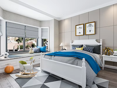 American children's room boy room 3d model