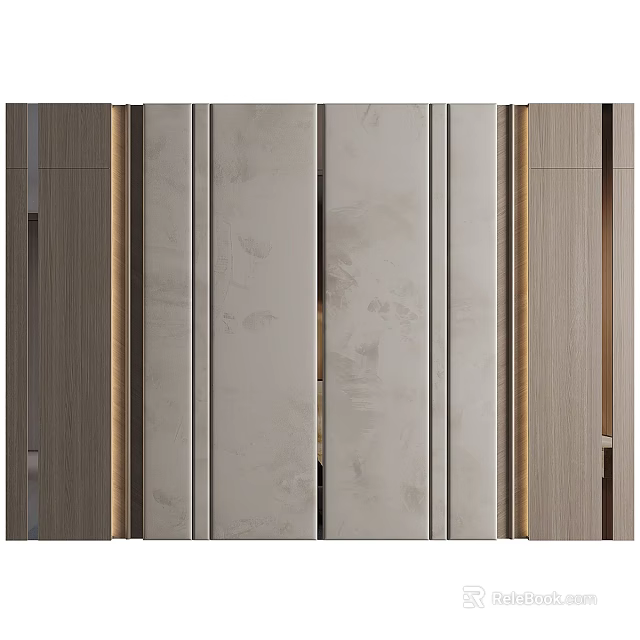 Modern Accent Wall Design With Wooden Panels And Neutral Color Tones For Home Interior 3d model 