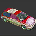 Red And Silver Racing Car With Rear Spoiler And Alloy Wheels