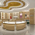 Modern Luxury Jewelry Store Interior With Round Display Cases And Gold Decor