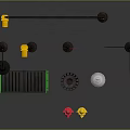 Urban Architectural Street Elements With Traffic Lights Stop Sign Lamp Trash Can And Fire Hydrants