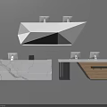 Modern Reception Desk Designs Featuring White Marble Wood And Geometric Shapes