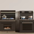 Modern range hood and stove combination 3d model