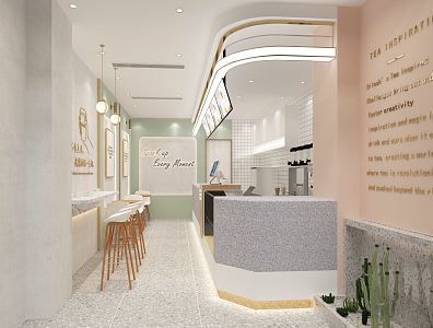 Modern Milk Tea Shop 3d model