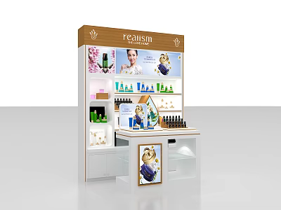 Realisin Cosmetic Display Shelf With Multiple Layers And Product Showcases 3d model