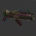 Futuristic Sci-Fi Weapon With Metallic Tactical Design Red Grip And Barrel Details