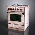 Vintage Gas Stove Kitchen Appliance With Worn Out Design Multiple Burners And Knobs