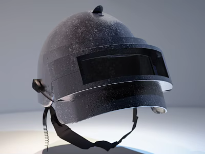 Tactical Protective Helmet With Visor Secure Strap And Durable Black Textured Surface Design 3d model