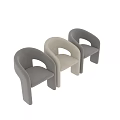 Cream White Modern Accent Chair With Plush Velvet Upholstery And Curved Armrest Design